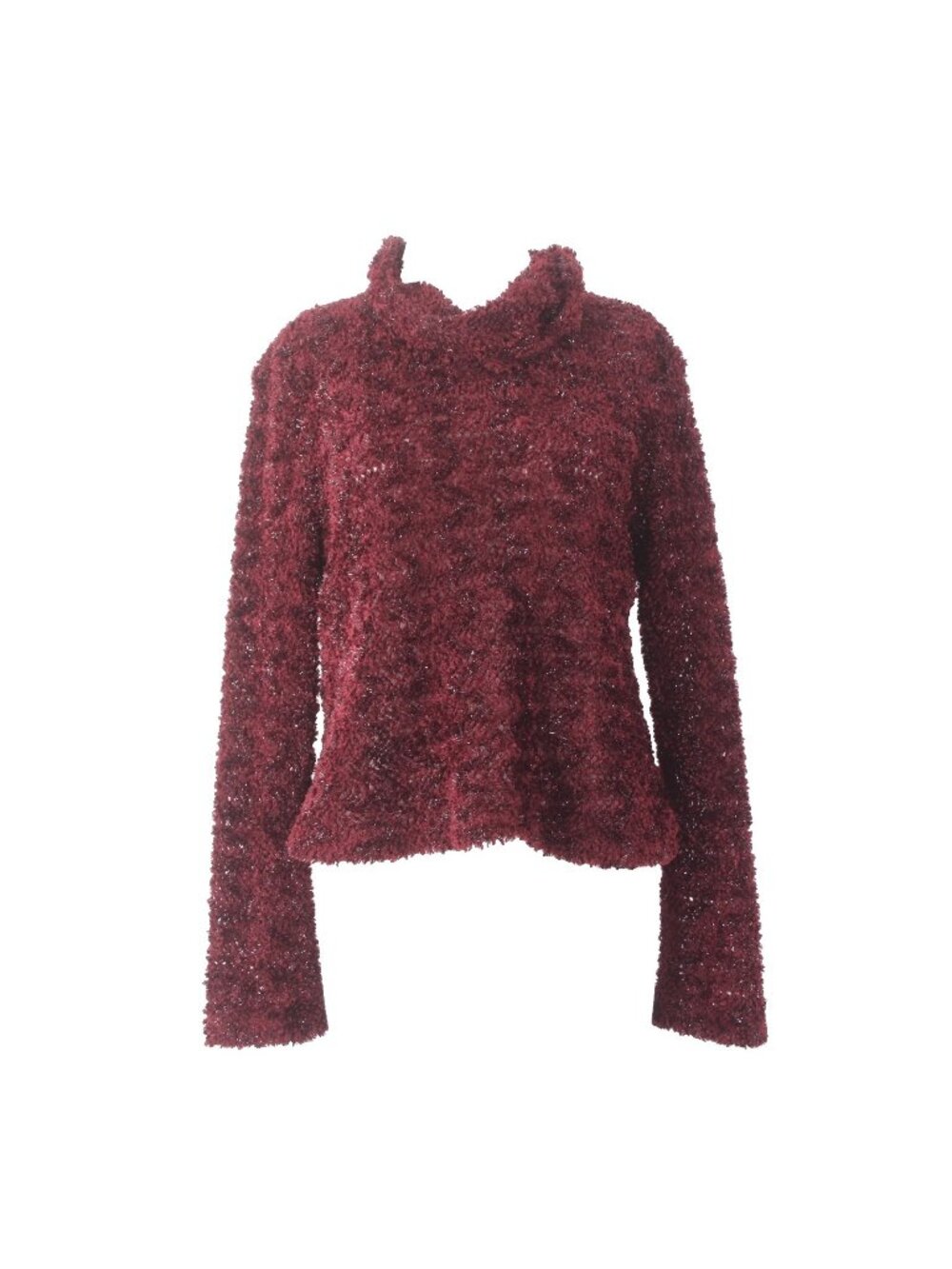 Farouche Sweater Sz S? Burgundy Red Open Knit Cowl Neck Sweater